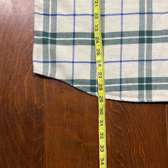 American Eagle Vintage Cream Green Plaid Flannel Button Front Shirt Men's Large - Picture 8 of 8